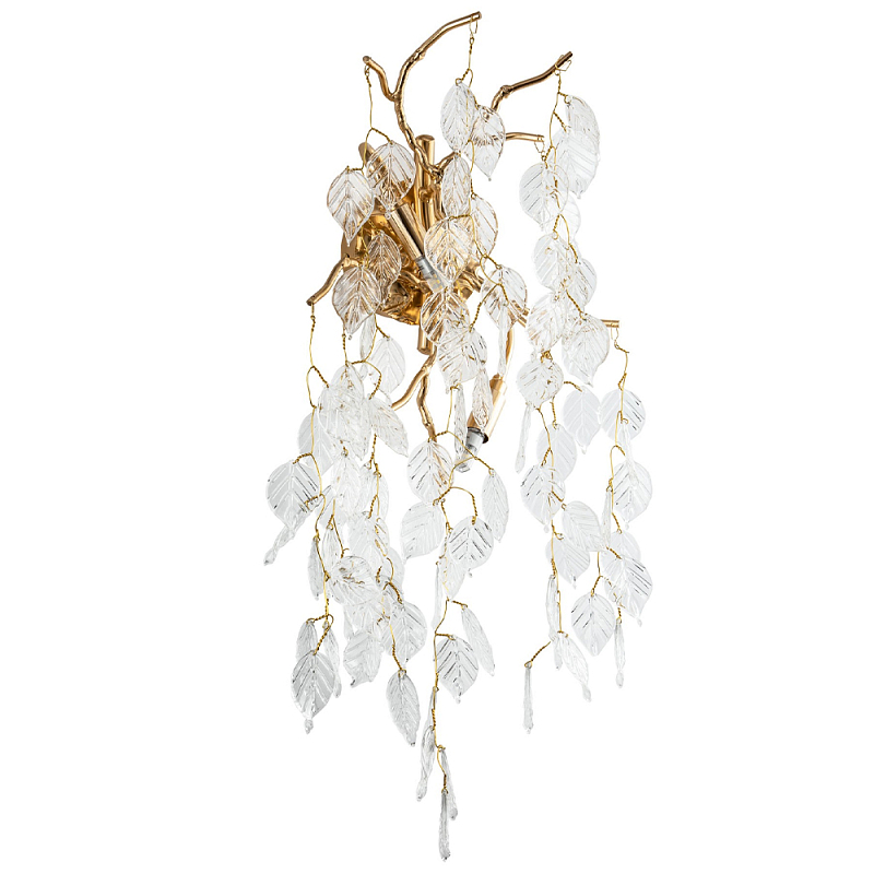 Бра с хрустальными подвесками в виде листьев Fairytree Leaves Gold Wall Lamp Прозрачный Золотой Бра с хрустальными подвесками в виде листьев Fairytree Leaves Gold Wall Lamp Прозрачный Золотой во Владивостоке | Loft Concept