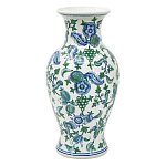 Ваза с зелено-голубым цветочным узором на белом фоне 47 см Blue & White Ornament варинант исполнения - 1 | Loft Concept во Владивостоке