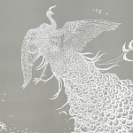 Обои ручная роспись в стиле Арт-деко Whistler Peacocks Special Colourway on Pale Grey dyed silk варинант исполнения - 1 | Loft Concept во Владивостоке