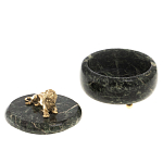 Шкатулка из натурального камня змеевик с фигуркой льва Stone Casket варинант исполнения - 3 | Loft Concept во Владивостоке