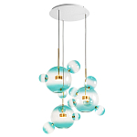 Люстра подвесная с прозрачными бирюзовыми стеклянными шарами и круглым основанием 3 лампы Giopato & Coombes варинант исполнения - 3 | Loft Concept во Владивостоке