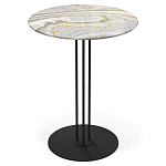 Стол журнальный с круглой столешницей из стекла Gray and Gold Marble варинант исполнения - 1 | Loft Concept во Владивостоке