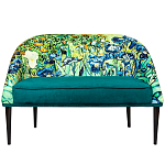 Диван двухместный из натурального бука зеленый с цветочным принтом Impressionism in Art варинант исполнения - 1 | Loft Concept во Владивостоке