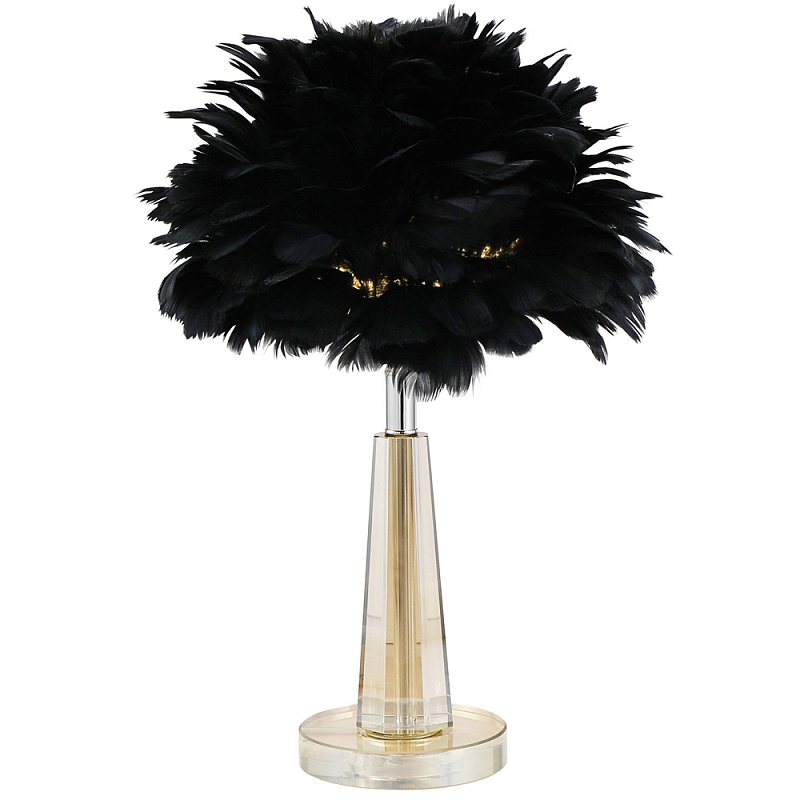 Настольная лампа с перьями Plumage Black Table Lamp Хром Черный Прозрачный во Владивостоке | Loft Concept 