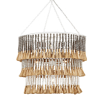 Люстра трехъярусная с декором из круглых деревянных бусин с кисточками Gray Brown Wooden Beads Chandelier варинант исполнения - 2 | Loft Concept во Владивостоке