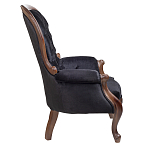 Кресло с мягкой обивкой из черного велюра на 4-х деревянных ножках Evelyn Classical Armchair варинант исполнения - 2 | Loft Concept во Владивостоке