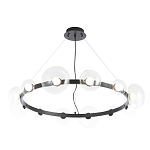 Люстра подвесная круглая с 12-ю прозрачными куполообразными плафонами и черным металлическим основанием Flos Wireline Lighting варинант исполнения - 3 | Loft Concept во Владивостоке