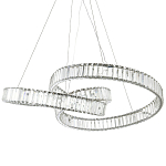 Подвесная люстра в виде изогнутых колец с хрустальным декором Ring Horizontal Oculus Chrome Light Chandelier варинант исполнения - 1 | Loft Concept во Владивостоке