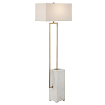 Торшер с прямоугольным абажуром на белом мраморном основании Asymmetry on Marble варинант исполнения - 4 | Loft Concept во Владивостоке