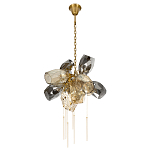 Люстра подвесная со стеклянными плафонами из дымчатого и золотистого с шестью вертикальными подвесками Gilded Mirage  варинант исполнения - 5 | Loft Concept во Владивостоке