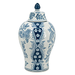 Ваза с крышкой и голубым цветочным рисунком на белом фоне Blue & White Ornament варинант исполнения - 2 | Loft Concept во Владивостоке