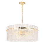 Люстра подвесная круглая с прозрачными рельефными стеклянными вставками и золотым основанием Textured Glass Chandelier варинант исполнения - 1 | Loft Concept во Владивостоке