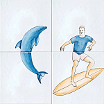 Плитка с узором Дельфин Серфингист варинант исполнения - 2 | Loft Concept во Владивостоке