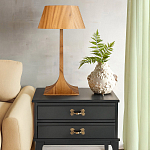 Настольная лампа со скошенным конусовидным абажуром и фигурной ножкой в цвете тик Accord Lighting варинант исполнения - 6 | Loft Concept во Владивостоке