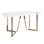 Стол обеденный белый с золотыми глянцевыми ножками Laconic White Table варинант исполнения - 1 | Loft Concept во Владивостоке