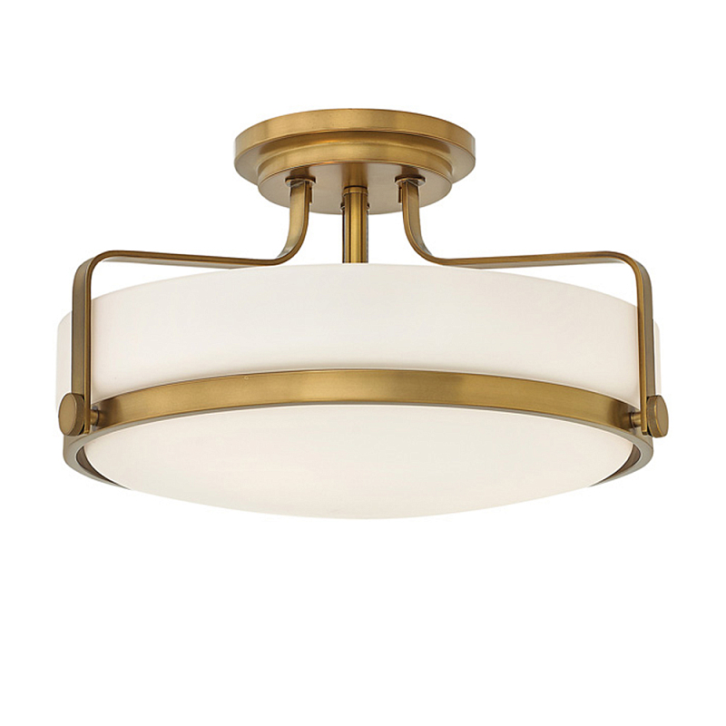 Потолочный светильник с круглым матовым белым плафоном Hinkley Латунь Белый Хром во Владивостоке | Loft Concept 