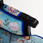 Кресло из натурального бука бирюзовое с изображением птиц и цветов Turquoise Chinoiserie Garden Armchair варинант исполнения - 4 | Loft Concept во Владивостоке