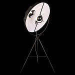 Торшер в виде прожектора с круглым тканевым абажуром на треноге черного цвета Radiance Éclat варинант исполнения - 3 | Loft Concept во Владивостоке