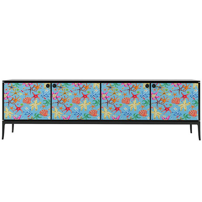 Stiletto Sideboard Blue nautical print Голубой Черный матовый во Владивостоке | Loft Concept 