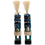 Комплект из 2-х деревянных статуэток Asmat Straw Headdress Statuettes Blue Tattoo варинант исполнения - 1 | Loft Concept во Владивостоке