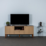 ТВ-тумба бежевая из массива бука с 2-мя дверками и ящиком Wenge Light варинант исполнения - 5 | Loft Concept во Владивостоке