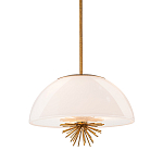 Подвесной светильник золотого цвета с полусферическим опаловым плафоном и декоративным элементом Elstead Lighting варинант исполнения - 1 | Loft Concept во Владивостоке