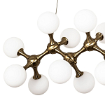 Линейная люстра с плафонами из стеклянных шаров Pearls Suspension Linear Brass Chandelier варинант исполнения - 2 | Loft Concept во Владивостоке