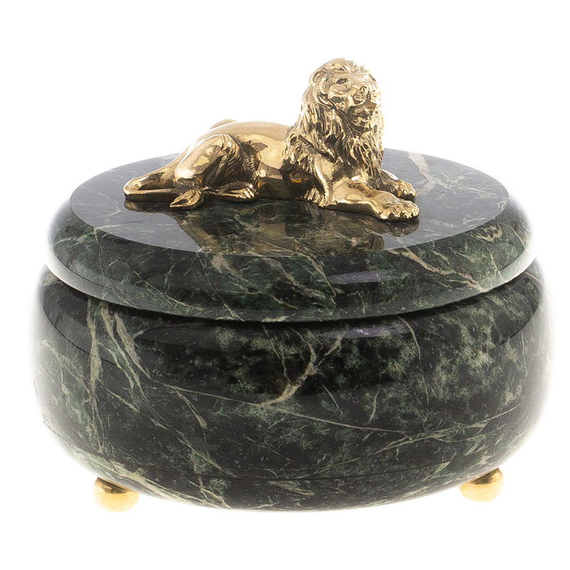 Шкатулка из натурального камня змеевик с фигуркой льва Stone Casket Змеевик Бронза Шкатулка из натурального камня змеевик с фигуркой льва Stone Casket Змеевик Бронза во Владивостоке | Loft Concept