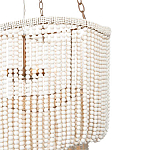 Трехъярусная люстра с подвесками из круглых деревянных бусин белая White Beads Three-tier Chandelier  варинант исполнения - 6 | Loft Concept во Владивостоке