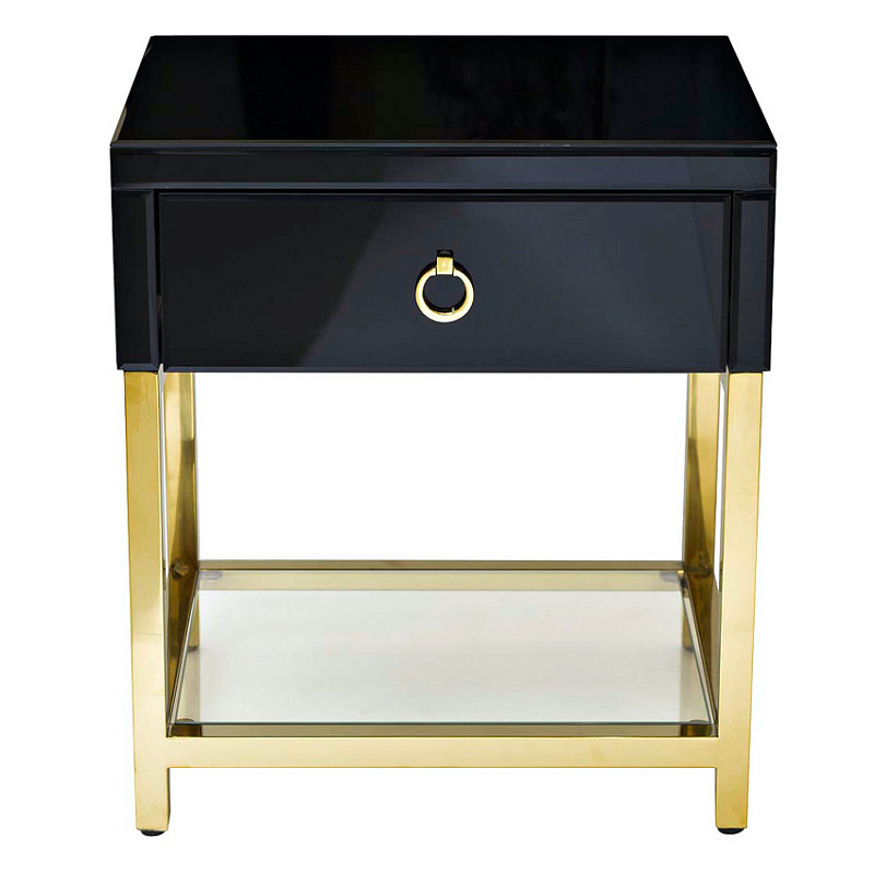 Тумба Black Gold Nightstand Глянцевый черный Глянцевое золото Прозрачный Тумба Black Gold Nightstand Глянцевый черный Глянцевое золото Прозрачный во Владивостоке | Loft Concept