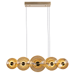 Люстра подвесная светодиодная со стеклянными плафонами янтарного цвета в форме дисков Savio Glass Disc варинант исполнения - 2 | Loft Concept во Владивостоке