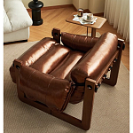 Кресло-диван кожаное на деревянном каркасе Medieval Furniture варинант исполнения - 1 | Loft Concept во Владивостоке