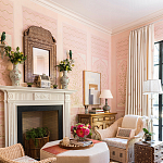 Обои ручная роспись Jharokha Arches Original colourway on pink painted Xuan paper варинант исполнения - 3 | Loft Concept во Владивостоке