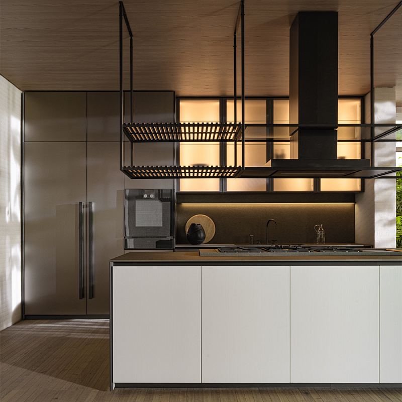 Кухонный гарнитур с длинным островом PRIME Dada Engenereed Kitchen Коричневый Серый Белый Кухонный гарнитур с длинным островом PRIME Dada Engenereed Kitchen Коричневый Серый Белый во Владивостоке | Loft Concept