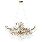 Подвесная люстра в виде ветвей деревьев золотого цвета с прозрачными подвесками-каплями 10 и 14 ламп Droplet Chandelier варинант исполнения - 1 | Loft Concept во Владивостоке