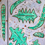 Премиальный Шкаф Defoliation двухстворчатый роспись зеленые листья  варинант исполнения - 5 | Loft Concept во Владивостоке