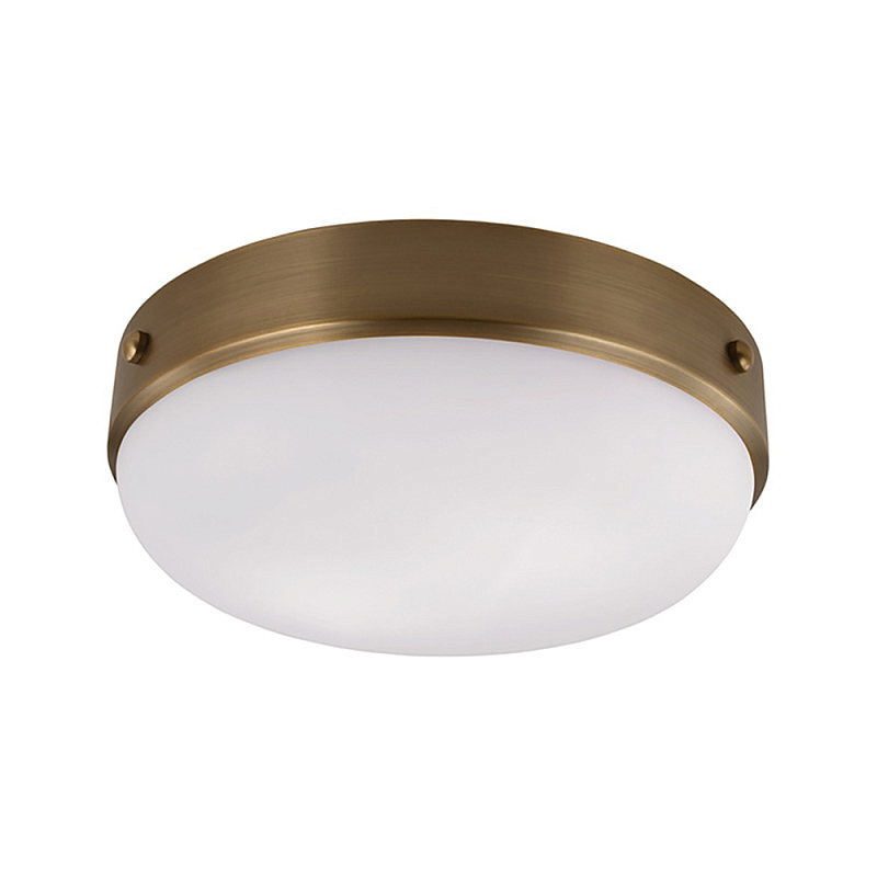 Потолочный светильник круглой формы с белым выпуклым матовым плафоном Feiss Белый Черный Латунь во Владивостоке | Loft Concept 