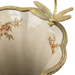 Ваза голубого цвета из фарфора с цветочным рисунком и бронзовой стрекозой Blue Garden варинант исполнения - 1 | Loft Concept во Владивостоке