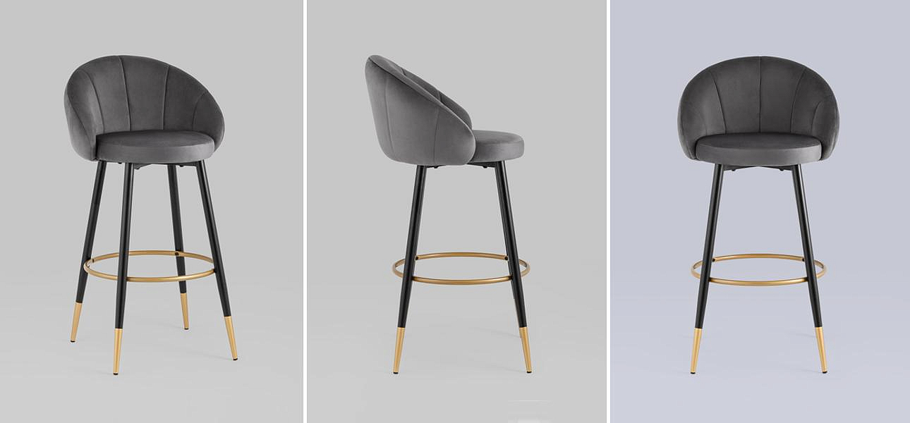 Барный Стул Alberto Chair Серый Велюр Барный Стул Alberto Chair Серый Велюр - Loft-Concept во Владивостоке