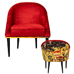 Кресло из натурального бука красное с цветным принтом Impressionism in Art варинант исполнения - 2 | Loft Concept во Владивостоке
