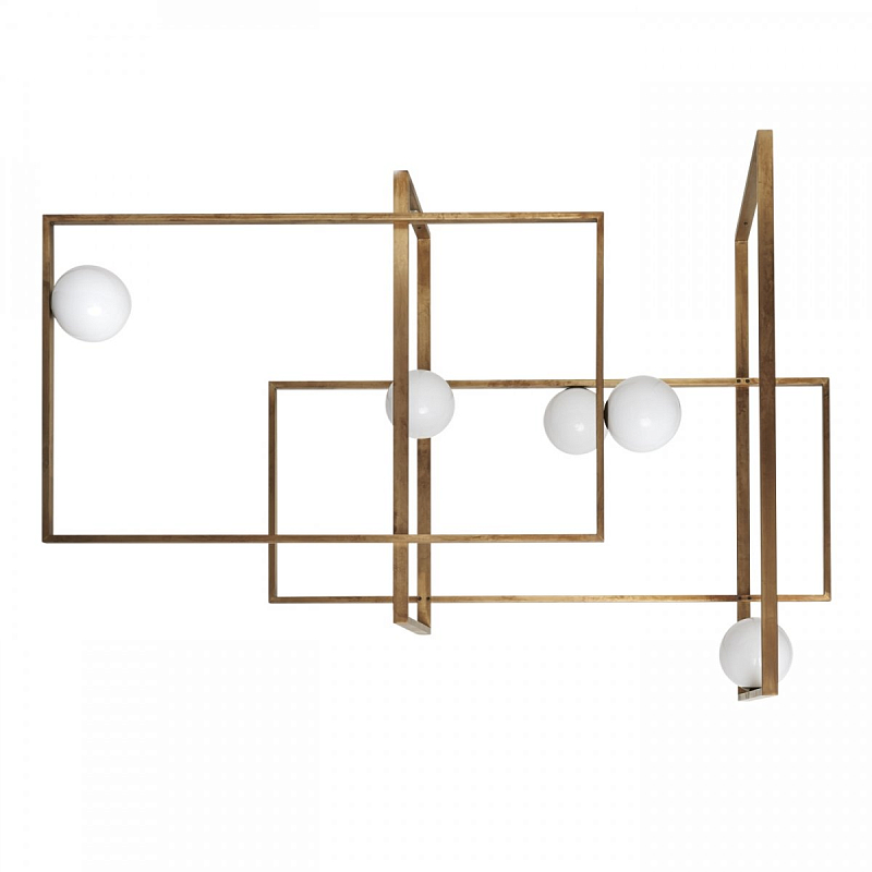 Люстра Mondrian Glass Venicem Ceiling Lamp Белый Латунь Люстра Mondrian Glass Venicem Ceiling Lamp Белый Латунь во Владивостоке | Loft Concept