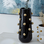 Ваза черная цилиндрическая с глянцевым покрытием и золотыми декоративными элементами Molecule Collection варинант исполнения - 3 | Loft Concept во Владивостоке