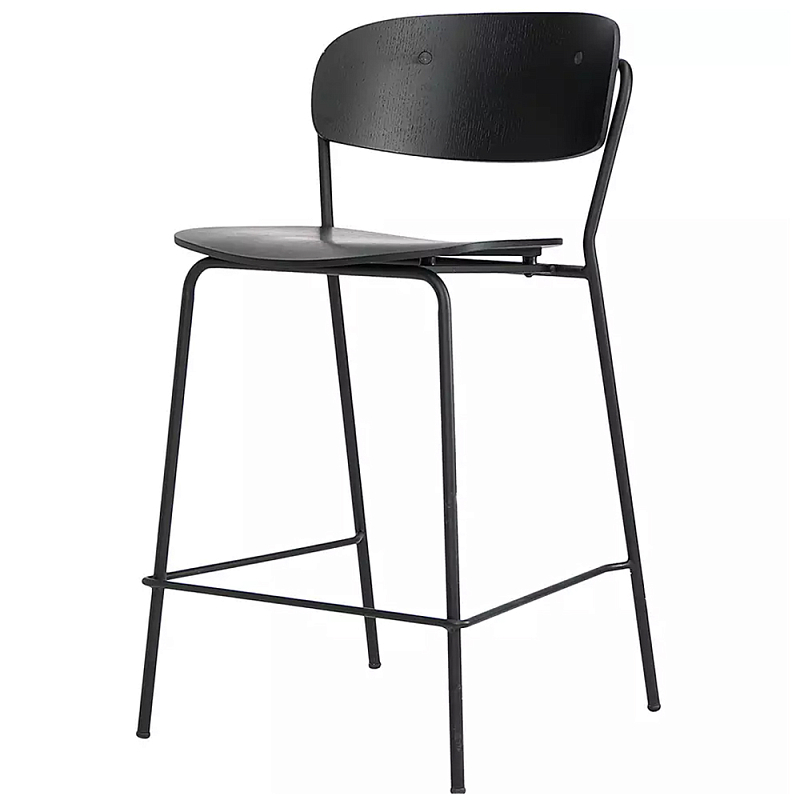 Стул полубарный на железных ножках Chair Space Arrangement без подлокотников Орех Черный Стул полубарный на железных ножках Chair Space Arrangement без подлокотников Орех Черный во Владивостоке | Loft Concept