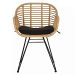 Стул с ротанговым плетением Wicker Half Chair с подлокотниками варинант исполнения - 1 | Loft Concept во Владивостоке