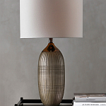 Настольная лампа керамическая с тканевым цилиндрическим абажуром Bullet варинант исполнения - 3 | Loft Concept во Владивостоке