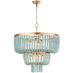 Круглая трехъярусная люстра с подвесками в виде круглых стеклянных бусин Blue Beads Chandelier варинант исполнения - 1 | Loft Concept во Владивостоке