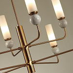 Люстра на штанге с 8-ю цилиндрическими матовыми плафонами и шарами из камня Orb Essence варинант исполнения - 3 | Loft Concept во Владивостоке