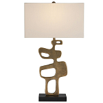 Настольная лампа с фигурным каркасом и прямоугольным тканевым абажуром Brutalist Profile варинант исполнения - 3 | Loft Concept во Владивостоке