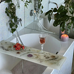Поднос для ванны из эпоксидной смолы с цветами белая Epoxy Resin Flowers Bath Tray White варинант исполнения - 2 | Loft Concept во Владивостоке