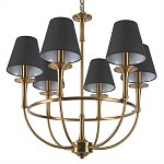 Люстра на металлическом основании бронзового цвета с 6-ю черными конусовидными абажурами Dignity варинант исполнения - 8 | Loft Concept во Владивостоке